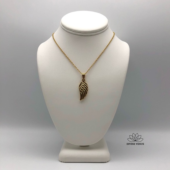Angel Wing Necklace | Gold Plated Stainless Steel - Picture 5 of 9